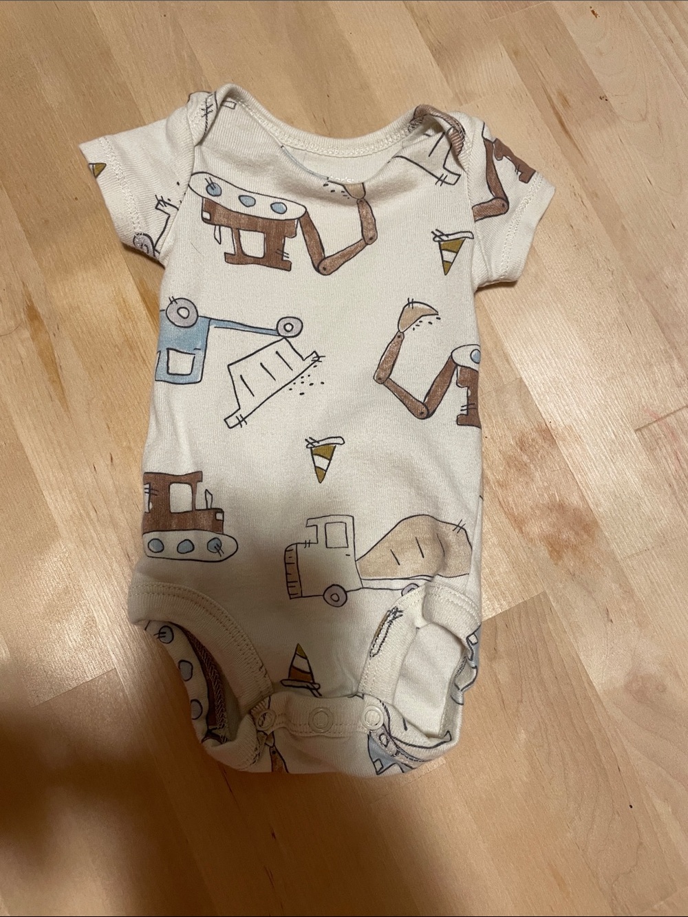 Carter's Newborn Cream Construction Truck Bodysuit with Blue & Brown Accents